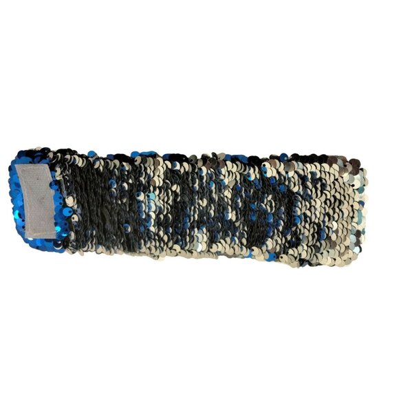 Sequin Mermaid Bracelet Silver Blue 6 inch - Picture 2 of 5